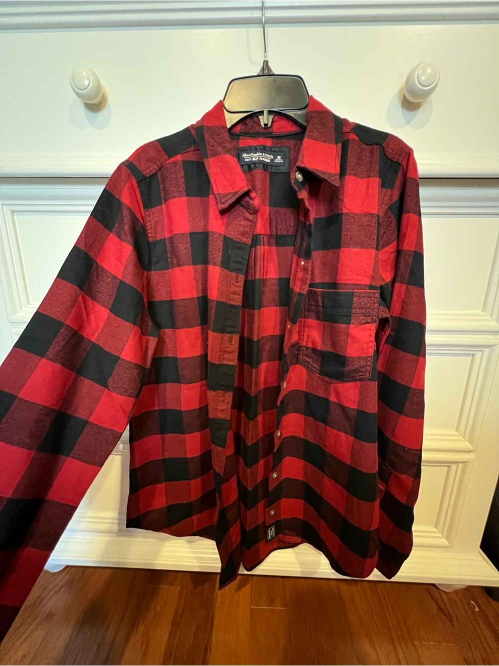 Abercrombie & Fitch Red and Black Buffalo Plaid Button-Down Shirt